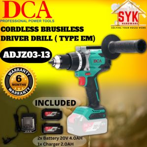 SYK DCA ADJZ03-13 20V Cordless Brushless Driver Hammer Drill Machine Hand Drill Mesin Bor Tangan Bateri