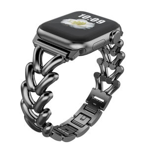 For Apple Watch Ultra 2 49mm 46 45 44 42 41 40 38mm V-shaped Metal Folding Buckle Chain Strap for iWatch 12 11 10 9 8 7 SE 6 5 4