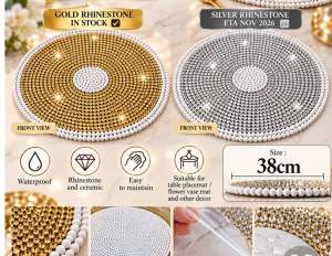 6PCS! Gold rhinestone & ceramic placemats ! LUXURY SERIES