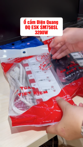 Ổ cắm Điện Quang ĐQ ESK 2W.SM750SL (5 lỗ 3 chấu dây 2 mét màu Trắng Đỏ) - Tương thích nhiều loại chân cắm có màn chắn thông minh an toàn cho trẻ nhỏ. Công suất 3200W. BH 12 tháng