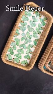 Khay mây khảm trai đựng đồ ăn bánh kẹo Smile Decor khay mây mini đựng đồ spa trang trí chụp ảnh