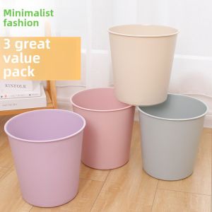 3-Pack Small Uncovered Plastic Trash Can for Kitchen Bathroom Home Use Creative Paper Basket Living Room Bedroom Garbage Bin