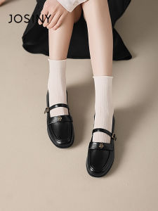 Josiny | Black Soft Sole Buckle Loafers