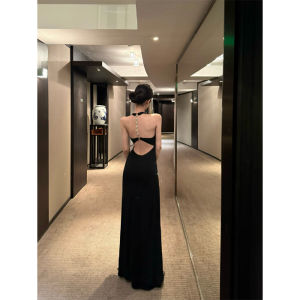 Black Strapless Slim Fit Birthday Dress Womens Summer Fashionable Long Skirt High Waist Korean Style Short Sleeve Citywalk