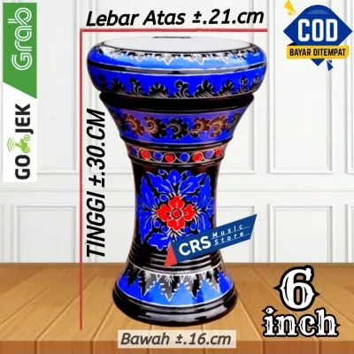 Dumbuk Marawis 8 inch Darbuka Kayu Hitam Biru