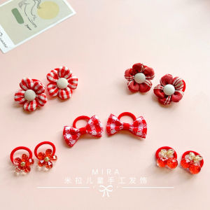 Baby Hair Accessories Small Size Elastic Bands Girls Thumb Loop Hair Ties No Damage Fabric Art Cartoon Style Baby Hair Rings