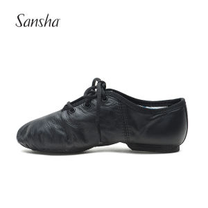 Sansha French Leather Children Soft Bottom Lace up Jazz Shoes