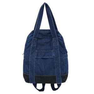 New 2024 Double-Shoulder Denim Bag for Women Large Capacity Multi-functional Casual Backpack Campus Style Zipper Closure