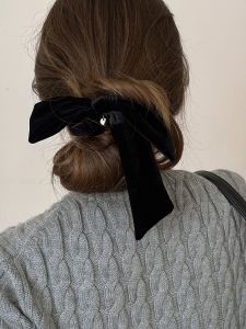 Velvet Hair Ties for Women Black Butterfly Knot Hair Bands Autumn Winter New Style Luxury Feel Flower Headbands Hair Bands
