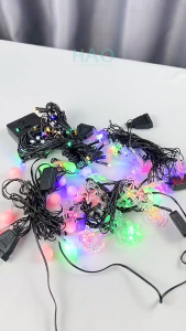 Lampu Natal Warna-warni 3 Meter Motif Bulan Bintang Crystal Bola Anggur Salju/ Lampu Tumblr Rainbow