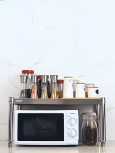 ชั้นวางของสแตนเลสชั้นเดียว วางเครื่องปรุง/ไมโครเวฟ/โต๊ะ หลายขนาด ติดตั้งได้ทุกพื้นที่ แข็งแรงไม่เป็นสนิม!