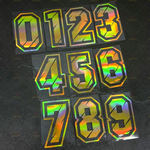 1PC Gold Laser Number 0 To 9 Motorcycle Stickers Waterproof for Motorcycle Helmet Fairing Tailbox Car Body Universal Vinyl Decal