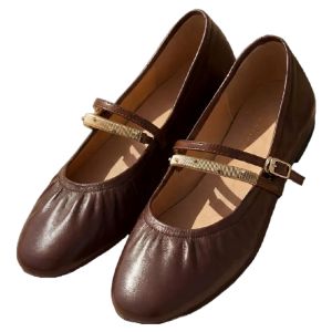 Gold Bar Flats Mary Jane Ballet Shoes Sheepskin