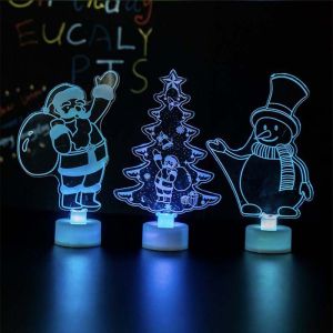 LED Christmas Colorful Night Light Santa Claus Snowman Christmas Tree Desktop Decorations Ornaments New Year Party Supplies Gift