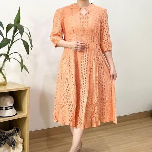 ECLAIRE 003 Dress Midi Katun Bordir Embroidered Korea Kasual Pesta Kondangan Import sgoom