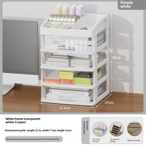 Desktop Organizer Drawer Style Office Supplies Cosmetic Storage Box Cabinet Makeup Desk Accessories Plastic Rectangular Shelf