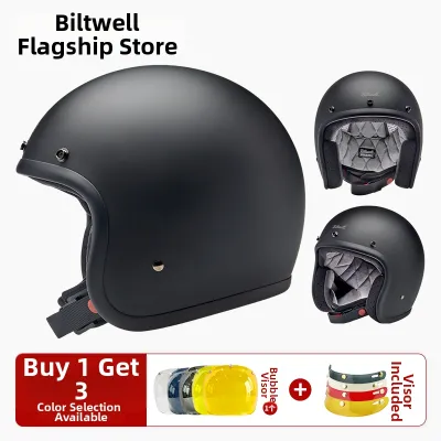 Retro Motorcycle Bubble Visor Half Helmet