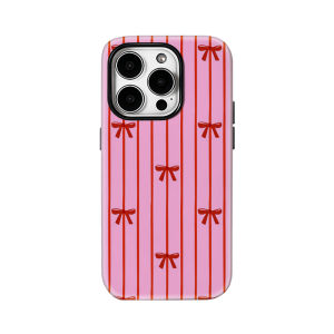 Potdemiel | Ốp Lưng iPhone 17/18 Hai Lớp Họa Tiết Nơ Hồng & Đỏ Tương Thích Với iPhone 17/16/15/14/13/12 Pro Max Mềm Mại Chống Sốc Chống Bụi