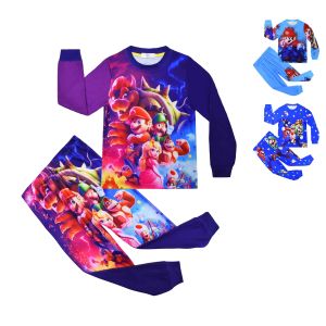 {Sweet Baby} Boys Cartoon Super Mario Pyjamas Set Children New Movies Pajamas Set Children Long Sleeve Casual Home Wear for 4 5 6 7 8 910 Years