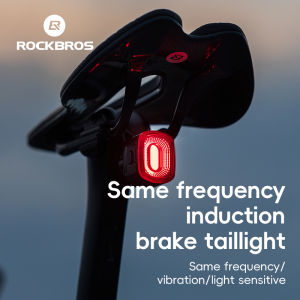 RockBros | ROCKBROS Bicycle Smart Brake Taillight Same Frequency Induction Bike Rear Light Type-C Waterproof MTB Road Cycling Warning Light