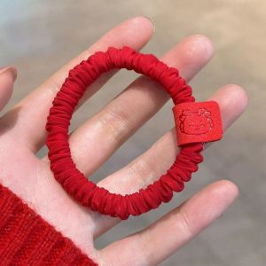 Red Hair Ties Womens Lucky Year 2025 New Year Style Hair Accessories Large Bow Hair Bands Festive Hair Ropes Fashionable Hairbands