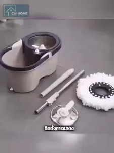 ไม้ถูพื้น ชุดถังปั่นม๊อบ ชุดไม้ม็อบSpin Mop ไม้ถูพื้นสแตนเลส+ถังปั่น ไม้ม็อบอัตโนมัติ พร้อมไม้ถูพื้นและผ้าม๊อบ
