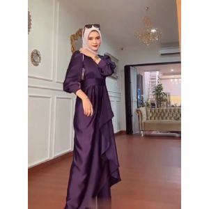 Jusi Dress Satin Silk Premium Dress yang lagi viral Gamis polosan Gamis Wanita Dewasa Kekinian Gamis Murah Terbaru Elsyifa Dress By Khastara Dress