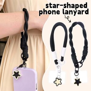 Cellphone Straps Cute Ins Star Anti Lost Woven Hanging Cord Lanyard Short Wrist Charm Chain Fashionable Women Keychain Pendant For iPhone Samsung Xiaomi Huawei