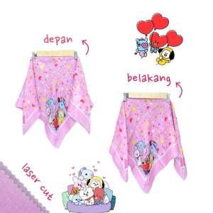 Voal Printing Anak Motif BT21 Fullcolor / Hijab Anak Motif Lucu