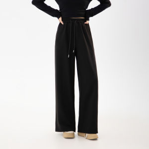 plus Size Drapey High Waist Wide Leg Pants Womens Soft Comfortable Casual Trousers Slimming Effect Large Yang Commute Style