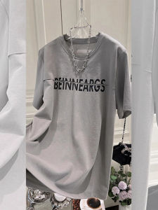 American Retro Letter Short Sleeve Loose Womens T-shirt Shoulder High Street Trend Brand Casual Top Summer Fashion