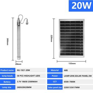 NSS SOLAR TUBE LIGHT NS-1921 20W / 40W / 60W ( SUPER BRIGHT ENERGY SAVING LED )