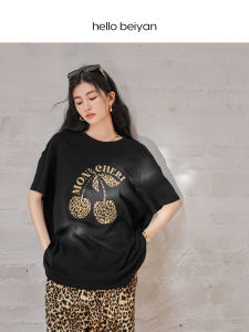 BEIYAN | Cooling Modal Cotton Ladies Sleepwear Shortsleeve Leopard Print Pants Suit