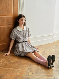 DUSHU | Plaid Color-block Preppy Dress Peter Pan Collar