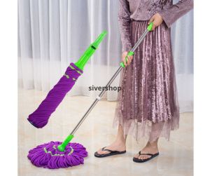 SIVERSHOP ม็อบไม้ถูพื้น เช็ด/ล้างแล้วบิดล็อคทําความสะอาดตัวม๊อบ รุ่น 080 คละผ้าม่วง ผ้าครีม