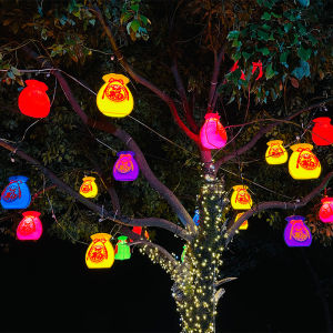 Colorful Lucky Character Lanterns Outdoor Landscape Tree Decorations Festive North European Style Country Style Lighting