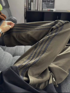 American Retro Striped Mens Summer Thin Military Green Workwear Pants Cleanfit Sports Straight Leg Pants Loose Fit Casual Pants