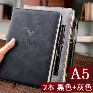 สมุดบันทึกธุรกิจแบบหนา A5 ปกหนัง กระดาษคุณภาพดี สมัยใหม่ เรียบง่าย หรูหรา สำหรับนักเรียนวิทยาลัยและนักศึกษา