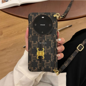 Adjustable Huawei Mate70Pro Phone Case Crossbody Strap with Card Holder Luxury Leather Protective Cover for Huawei P70Pro+ M40