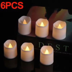 4/6pcs Christmas LED Electronic Candle LightsSanta Claus Flameless Night LightScene Decoration Props Holiday CandlesSafe Gift