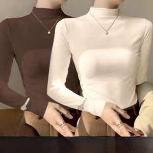 เสื้อยืดคอกลมแขนยาวสำหรับผู้หญิง เสื้อชั้นในแบบสวมลำลอง ผ้าขนแกะสไตล์เยอรมัน ความยาวปกติ ฤดูใบไม้ร่วง/ฤดูหนาว
