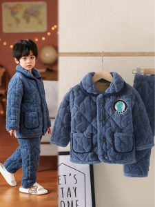 Thickened Flannel Sleepwear Home Clothes for Boys And Girls Winter Home Clothes Soft Polyester Fiber Long Sleeve Long Pants