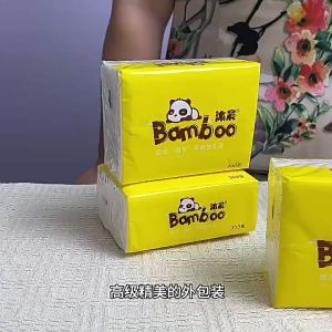 Bamboo Tissue 300pcs 4ply Soft Facial Tissue Paper Non-Fluorescent Tisu Paper Home Use 沐晨抽纸
