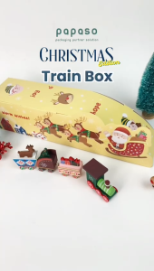 Christmas Roll Cake Box Train Santa/ Hampers Box Natal Kereta Santa 35x85x9 cm