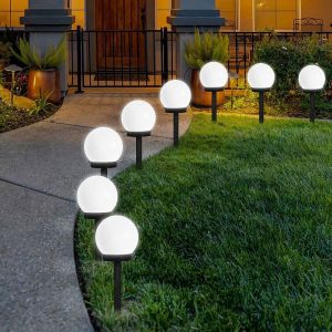 Polocat Solar Panel LED Round Ball Light Outdoor Path Landscape Lawn Garden Courtyard Lamp