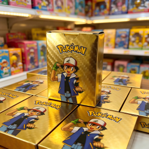 Bandai | 55Pcs Pokémon Gold Foil Cards Golden Letters English Spanish Game Card Charizard Vmax Gx Series Charizard Colorful Pokemon Gift