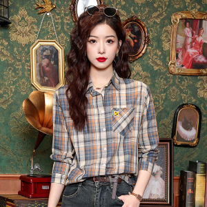 Fashion Checked Polo Collar Brushed Long Sleeve Shirt