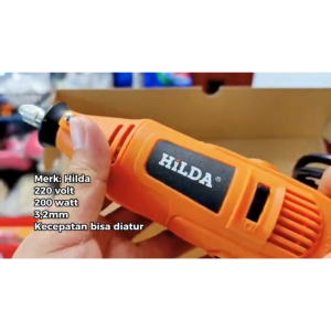 HILDA Mesin Mini Set Bor Gerinda Ukir Listrik Mini Dengan Polos Fleksibil Mini Ful Set 200W 30000RPM