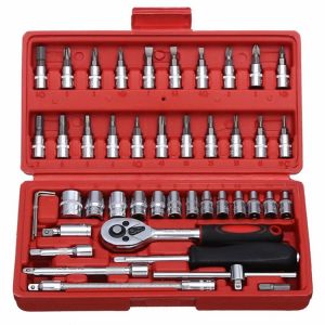 【COD】46 PCS Kunci Socket full Set Mobil Motor Lengkap Socket Tool Kit set Pas Ring Motor Mobil Kunci Ring Pas 1 Set Lengkap