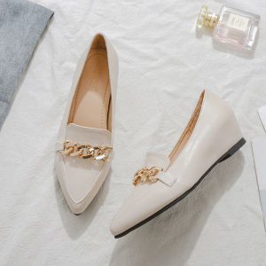 Womens Spring Autumn 2025 Platform Heel Comfortable Soft Bottom Slip-On Loafers Fashionable Korean Style Sharp Pointed Toe